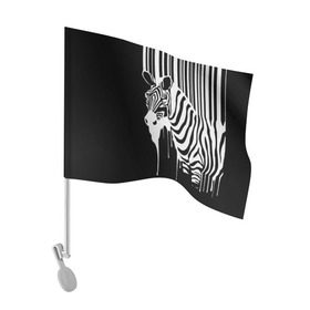 Флаг для автомобиля с принтом Зебра в Кировске, 100% полиэстер | Размер: 30*21 см | граффити | зебра | искусство | прикольные картинки | чёрно белое