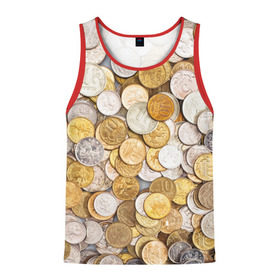 Мужская майка 3D с принтом Российские монетки в Кировске, 100% полиэстер | круглая горловина, приталенный силуэт, длина до линии бедра. Пройма и горловина окантованы тонкой бейкой | money | валюта | деньги | копейка | лавэ | мелочёвка | мелочь | монетки | монеты | россия | рубль | филки