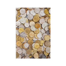 Обложка для паспорта матовая кожа с принтом Российские монетки в Кировске, натуральная матовая кожа | размер 19,3 х 13,7 см; прозрачные пластиковые крепления | money | валюта | деньги | копейка | лавэ | мелочёвка | мелочь | монетки | монеты | россия | рубль | филки