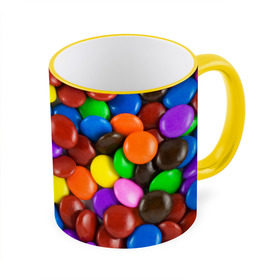 Кружка 3D с принтом Цветные конфетки в Кировске, керамика | ёмкость 330 мл | Тематика изображения на принте: вкусняшки | драже | конфеты | лакомство | сладости | шоколад