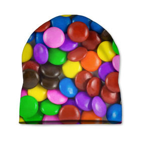 Шапка 3D с принтом Цветные конфетки в Кировске, 100% полиэстер | универсальный размер, печать по всей поверхности изделия | вкусняшки | драже | конфеты | лакомство | сладости | шоколад