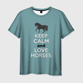 Мужская футболка 3D с принтом KCaLH в Кировске, 100% полиэфир | прямой крой, круглый вырез горловины, длина до линии бедер | кони | лошади