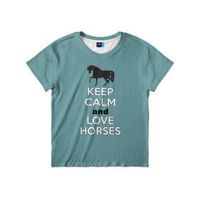 Детская футболка 3D с принтом KCaLH в Кировске, 100% гипоаллергенный полиэфир | прямой крой, круглый вырез горловины, длина до линии бедер, чуть спущенное плечо, ткань немного тянется | кони | лошади