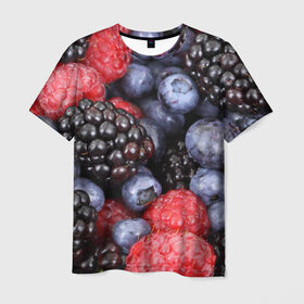 Мужская футболка 3D с принтом Ягодки в Кировске, 100% полиэфир | прямой крой, круглый вырез горловины, длина до линии бедер | вкусно | голубика | дача | деревня | ежевика | клубника | малина | огород | полезно | сад | смородина | сок | фрукты | черника | ягоды