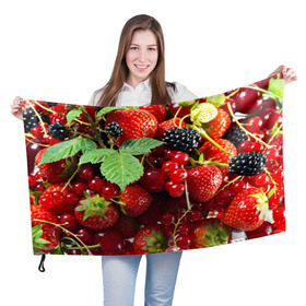 Флаг 3D с принтом Любимые ягоды в Кировске, 100% полиэстер | плотность ткани — 95 г/м2, размер — 67 х 109 см. Принт наносится с одной стороны | вкусно | голубика | дача | деревня | ежевика | зелень | клубника | малина | огород | полезно | сад | смородина | сок | фрукты | черника | шиповник | ягоды
