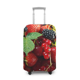 Чехол для чемодана 3D с принтом Любимые ягоды в Кировске, 86% полиэфир, 14% спандекс | двустороннее нанесение принта, прорези для ручек и колес | вкусно | голубика | дача | деревня | ежевика | зелень | клубника | малина | огород | полезно | сад | смородина | сок | фрукты | черника | шиповник | ягоды