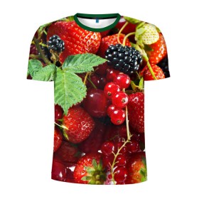 Мужская футболка 3D спортивная с принтом Любимые ягоды в Кировске, 100% полиэстер с улучшенными характеристиками | приталенный силуэт, круглая горловина, широкие плечи, сужается к линии бедра | вкусно | голубика | дача | деревня | ежевика | зелень | клубника | малина | огород | полезно | сад | смородина | сок | фрукты | черника | шиповник | ягоды