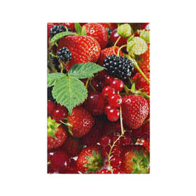 Обложка для паспорта матовая кожа с принтом Любимые ягоды в Кировске, натуральная матовая кожа | размер 19,3 х 13,7 см; прозрачные пластиковые крепления | Тематика изображения на принте: вкусно | голубика | дача | деревня | ежевика | зелень | клубника | малина | огород | полезно | сад | смородина | сок | фрукты | черника | шиповник | ягоды