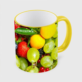 Кружка 3D с принтом Вкусные ягоды в Кировске, керамика | ёмкость 330 мл | виноград | вкусно | голубика | дача | деревня | ежевика | клубника | малина | огород | полезно | рябина | сад | смородина | сок | фрукты | черника | ягоды