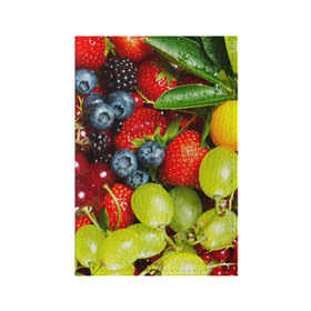 Обложка для паспорта матовая кожа с принтом Вкусные ягоды в Кировске, натуральная матовая кожа | размер 19,3 х 13,7 см; прозрачные пластиковые крепления | виноград | вкусно | голубика | дача | деревня | ежевика | клубника | малина | огород | полезно | рябина | сад | смородина | сок | фрукты | черника | ягоды