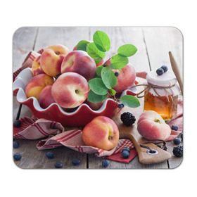 Коврик прямоугольный с принтом Персики в Кировске, натуральный каучук | размер 230 х 185 мм; запечатка лицевой стороны | ваза | витамины | здоровье | лакомство | мёд | овощи | персики | сладости | тарелка | фрукты | черника | ягоды