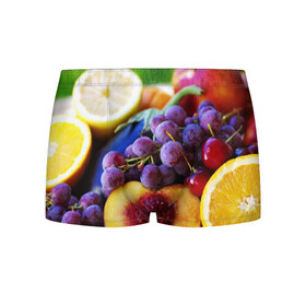Мужские трусы 3D с принтом Спелые фрукты в Кировске, 50% хлопок, 50% полиэстер | классическая посадка, на поясе мягкая тканевая резинка | Тематика изображения на принте: абрикос | алыча | апельсин | бодрость | веган | виноград | витамины | груша | диета | еда | здоровье | лайм | лимон | молодость | нектар | овощи | персик | питание | польза | сок | фрукты | яблоко | ягоды