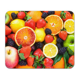 Коврик прямоугольный с принтом Ягоды и фрукты в Кировске, натуральный каучук | размер 230 х 185 мм; запечатка лицевой стороны | Тематика изображения на принте: абрикос | алыча | апельсин | бодрость | веган | виноград | витамины | груша | диета | еда | здоровье | клубника | лайм | лимон | малина | молодость | нектар | овощи | персик | питание | польза | смородина