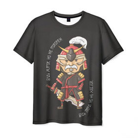 Мужская футболка 3D с принтом Мудрый Самурай в Кировске, 100% полиэфир | прямой крой, круглый вырез горловины, длина до линии бедер | samurai