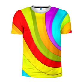 Мужская футболка 3D спортивная с принтом Радуга в Кировске, 100% полиэстер с улучшенными характеристиками | приталенный силуэт, круглая горловина, широкие плечи, сужается к линии бедра | цветные