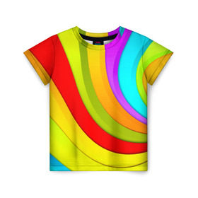 Детская футболка 3D с принтом Радуга в Кировске, 100% гипоаллергенный полиэфир | прямой крой, круглый вырез горловины, длина до линии бедер, чуть спущенное плечо, ткань немного тянется | Тематика изображения на принте: цветные