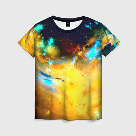 Женская футболка 3D с принтом Галактика в Кировске, 100% полиэфир ( синтетическое хлопкоподобное полотно) | прямой крой, круглый вырез горловины, длина до линии бедер | 