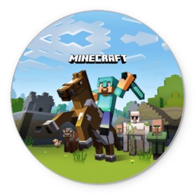 Коврик круглый с принтом Minecraft на коне в Кировске, резина и полиэстер | круглая форма, изображение наносится на всю лицевую часть | game | minecraft | игры | маинкрафт | майн | майнкравт | майнкрафт
