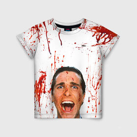 Детская футболка 3D с принтом Американский психопат в Кировске, 100% гипоаллергенный полиэфир | прямой крой, круглый вырез горловины, длина до линии бедер, чуть спущенное плечо, ткань немного тянется | кристиан бэйл | псих | психопат | ужасы