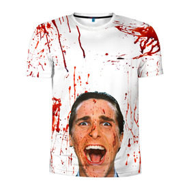 Мужская футболка 3D спортивная с принтом Американский психопат в Кировске, 100% полиэстер с улучшенными характеристиками | приталенный силуэт, круглая горловина, широкие плечи, сужается к линии бедра | кристиан бэйл | псих | психопат | ужасы
