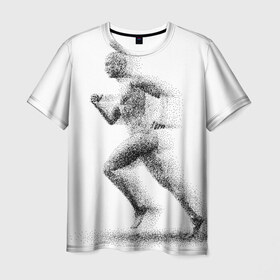 Мужская футболка 3D с принтом Бегун в Кировске, 100% полиэфир | прямой крой, круглый вырез горловины, длина до линии бедер | Тематика изображения на принте: 