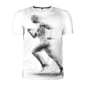 Мужская футболка 3D спортивная с принтом Бегун в Кировске, 100% полиэстер с улучшенными характеристиками | приталенный силуэт, круглая горловина, широкие плечи, сужается к линии бедра | Тематика изображения на принте: 