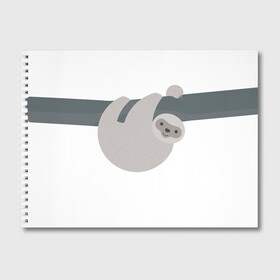 Альбом для рисования с принтом Веселый ленивец в Кировске, 100% бумага
 | матовая бумага, плотность 200 мг. | Тематика изображения на принте: деревья | животные | ленивец | лень