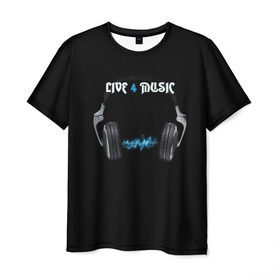 Мужская футболка 3D с принтом Live 4 music в Кировске, 100% полиэфир | прямой крой, круглый вырез горловины, длина до линии бедер | dj | music | диджей | клуб | музыка