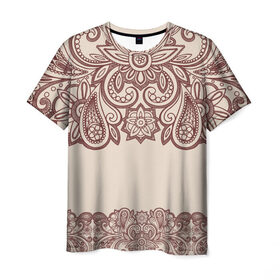 Мужская футболка 3D с принтом Цветочное обрамление в Кировске, 100% полиэфир | прямой крой, круглый вырез горловины, длина до линии бедер | абстракция | арт | узоры | цветы