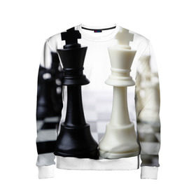 Детский свитшот 3D с принтом Шахматы в Кировске, 100% полиэстер | свободная посадка, прямой крой, мягкая тканевая резинка на рукавах и понизу свитшота | белая | черная | шахматы
