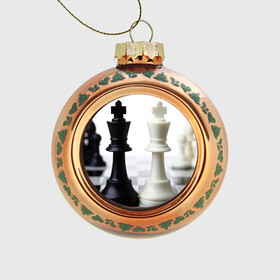 Стеклянный ёлочный шар с принтом Шахматы в Кировске, Стекло | Диаметр: 80 мм | Тематика изображения на принте: белая | черная | шахматы