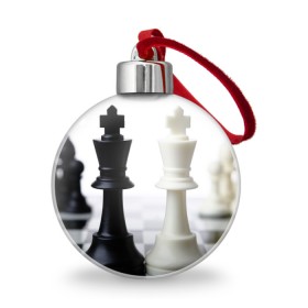 Ёлочный шар с принтом Шахматы в Кировске, Пластик | Диаметр: 77 мм | белая | черная | шахматы