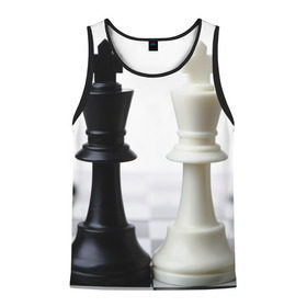 Мужская майка 3D с принтом Шахматы в Кировске, 100% полиэстер | круглая горловина, приталенный силуэт, длина до линии бедра. Пройма и горловина окантованы тонкой бейкой | белая | черная | шахматы