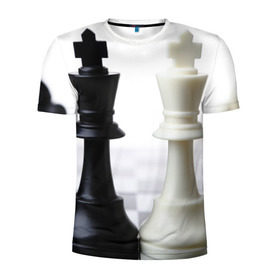 Мужская футболка 3D спортивная с принтом Шахматы в Кировске, 100% полиэстер с улучшенными характеристиками | приталенный силуэт, круглая горловина, широкие плечи, сужается к линии бедра | белая | черная | шахматы