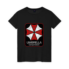 Женская футболка хлопок с принтом Umbrella corporation в Кировске, 100% хлопок | прямой крой, круглый вырез горловины, длина до линии бедер, слегка спущенное плечо | resident evil | вирус | зомби