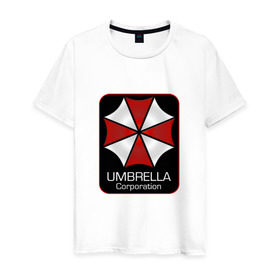 Мужская футболка хлопок с принтом Umbrella corporation в Кировске, 100% хлопок | прямой крой, круглый вырез горловины, длина до линии бедер, слегка спущенное плечо. | resident evil | вирус | зомби