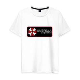 Мужская футболка хлопок с принтом Umbrella corporation Нашивка-2 в Кировске, 100% хлопок | прямой крой, круглый вырез горловины, длина до линии бедер, слегка спущенное плечо. | resident evil | вирус | зомби