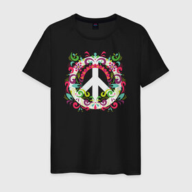 Мужская футболка хлопок с принтом Peace в Кировске, 100% хлопок | прямой крой, круглый вырез горловины, длина до линии бедер, слегка спущенное плечо. | peace | мир