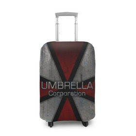 Чехол для чемодана 3D с принтом Umbrella corps в Кировске, 86% полиэфир, 14% спандекс | двустороннее нанесение принта, прорези для ручек и колес | resident evil | вирус | зомби