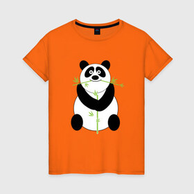 Женская футболка хлопок с принтом Весёлая панда в Кировске, 100% хлопок | прямой крой, круглый вырез горловины, длина до линии бедер, слегка спущенное плечо | бамбук