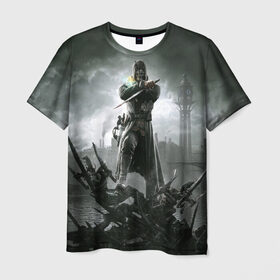 Мужская футболка 3D с принтом Dishonored в Кировске, 100% полиэфир | прямой крой, круглый вырез горловины, длина до линии бедер | dishonored | ассасин | игры
