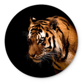 Коврик круглый с принтом Тигр в Кировске, резина и полиэстер | круглая форма, изображение наносится на всю лицевую часть | полосы | хищник