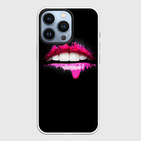 Чехол для iPhone 13 Pro с принтом Губы в краске в Кировске,  |  | Тематика изображения на принте: fashion | арт | гламур | губы | девушкам | дерзость | дизайн | зубы | искусство | клуб | краска | крутость | мода | пафос | тусовка