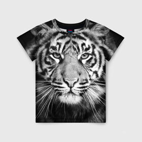 Детская футболка 3D с принтом Красавец тигр в Кировске, 100% гипоаллергенный полиэфир | прямой крой, круглый вырез горловины, длина до линии бедер, чуть спущенное плечо, ткань немного тянется | джунгли | дикая кошка | животные | зверь | король | кровь | мясо | опасность | охотник | тигр | хищник | царь | цирк