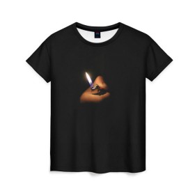 Женская футболка 3D с принтом Огонёк в Кировске, 100% полиэфир ( синтетическое хлопкоподобное полотно) | прямой крой, круглый вырез горловины, длина до линии бедер | зажигалка | искра | лампочка | маяк | мгла | ночь | огонёк | огонь | свет | свеча | сумрак | туман | тьма | фонарик