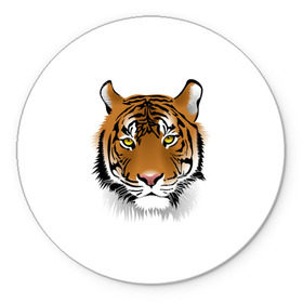 Коврик круглый с принтом Морда тигра в Кировске, резина и полиэстер | круглая форма, изображение наносится на всю лицевую часть | зверь | кошка | полосы | тигр | хищник