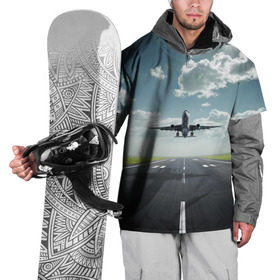 Накидка на куртку 3D с принтом Самолет в Кировске, 100% полиэстер |  | взлет | небо | природа