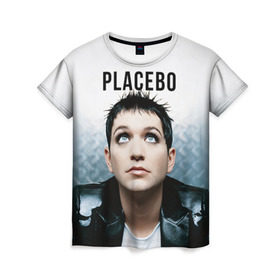 Женская футболка 3D с принтом Плацебо в Кировске, 100% полиэфир ( синтетическое хлопкоподобное полотно) | прямой крой, круглый вырез горловины, длина до линии бедер | placebo | брайан молко | молко | плацебо | плейсибо | плэйсибо