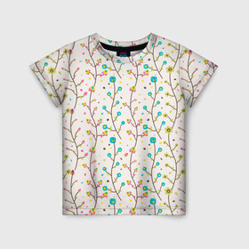 Детская футболка 3D с принтом Цветочные лианы в Кировске, 100% гипоаллергенный полиэфир | прямой крой, круглый вырез горловины, длина до линии бедер, чуть спущенное плечо, ткань немного тянется | весна | лианы | цвета | цветы