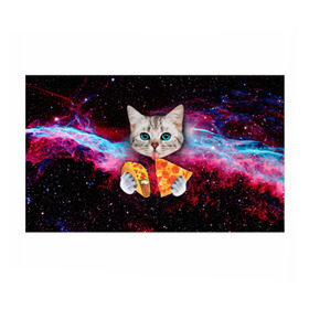 Бумага для упаковки 3D с принтом Кот с едой в Кировске, пластик и полированная сталь | круглая форма, металлическое крепление в виде кольца | Тематика изображения на принте: art | cat | pizza | space | еда | космос | кот | кот в космосе | кот с едой | котенок | котик | пицца